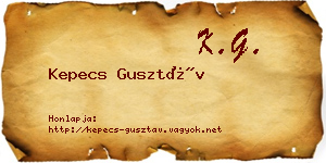 Kepecs Gusztáv névjegykártya